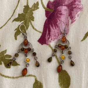 Multi-color Dangle Chandelier Earrings 925 silver vintage